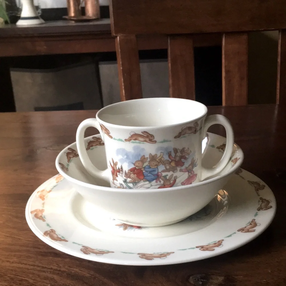 3 Vintage Royal Doulton Bunnykins Child Place Setting Set from 80s 1980s
